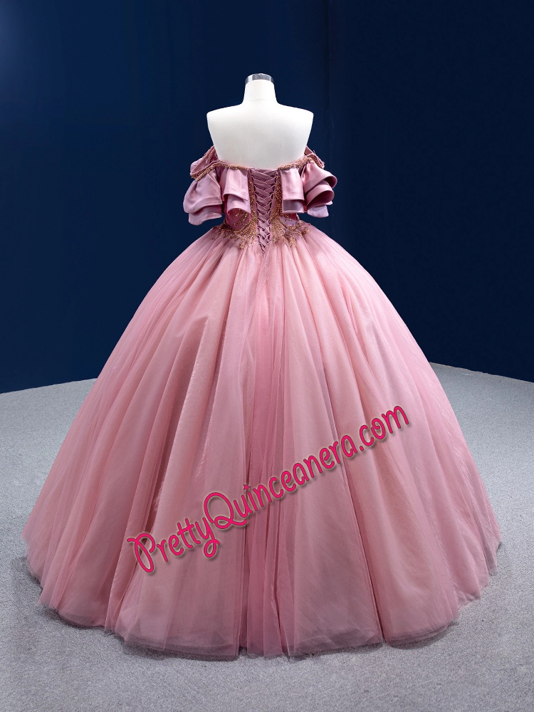 Simple Elegant Tulle Quinceanera Dress with Removable Sleeves