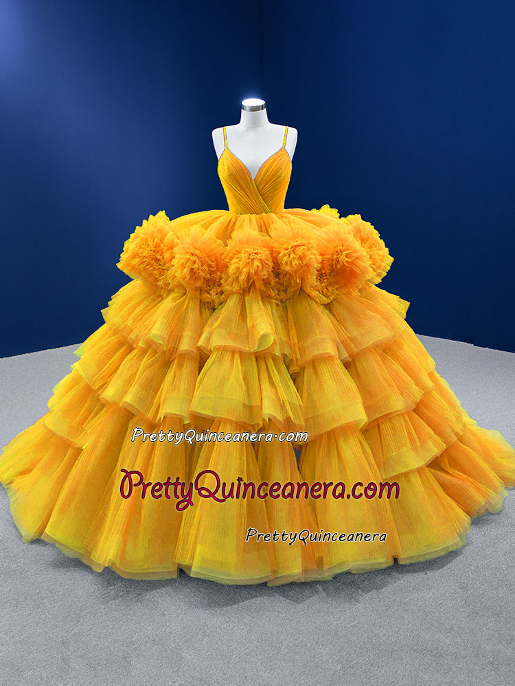 Gold Yellow quinceanera dress